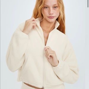 ARITZIA TNA Polar Zip Up in Whisper White